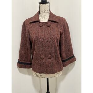 Wool Blend Collective Clothing 3/4 Sleeve Tweed Peacoat Jacket Size Medium